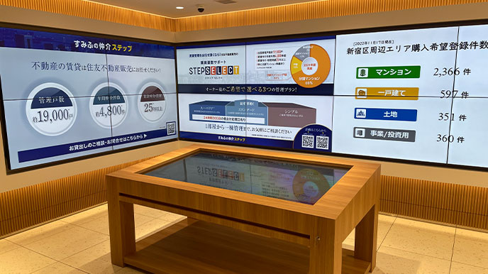 シティタワー大阪本町の店頭パネル＆デジタルサイネージ